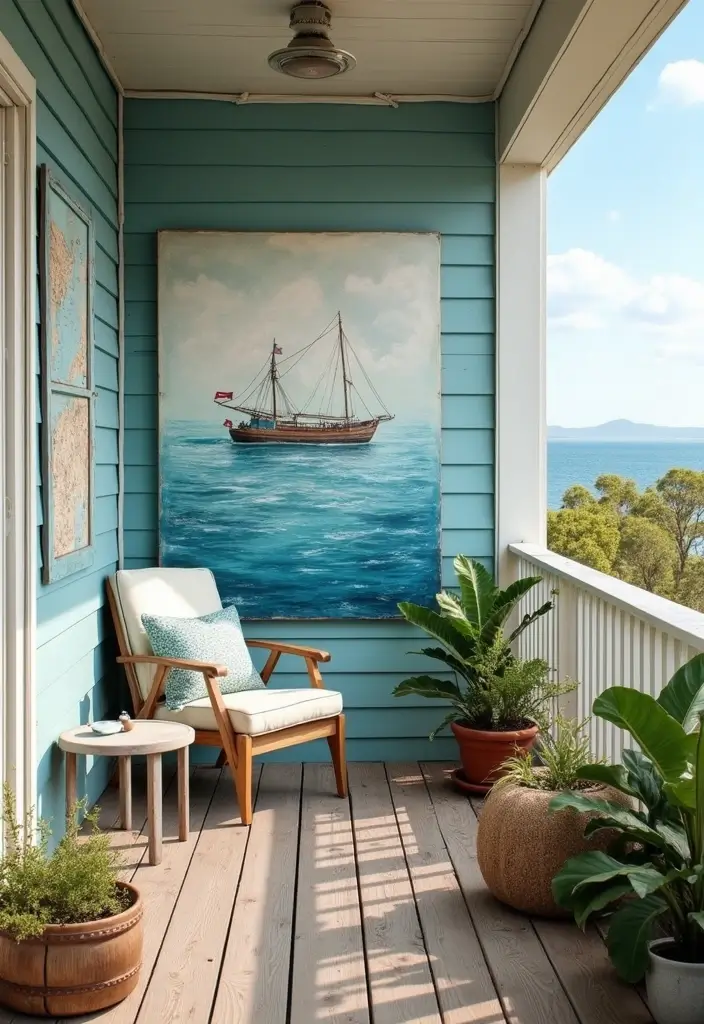 28 Coastal Balcony Ideas That Bring the Ocean Vibes Home - 10. Coastal Art