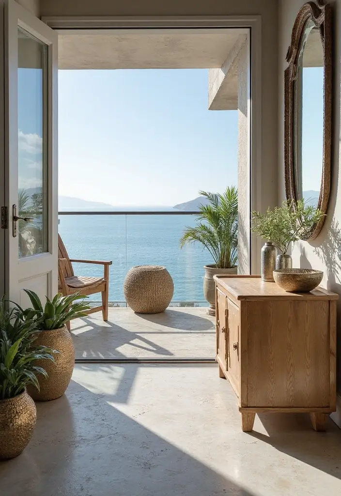 28 Coastal Balcony Ideas That Bring the Ocean Vibes Home - 12. Reflective Surfaces