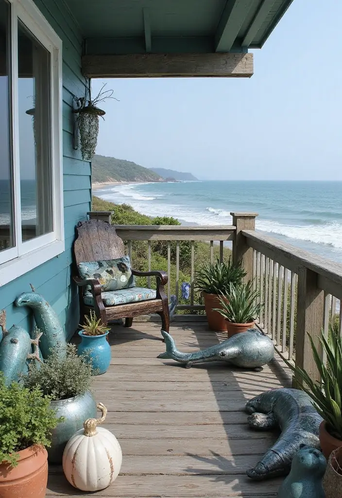 28 Coastal Balcony Ideas That Bring the Ocean Vibes Home - 14. Marine Life Accents