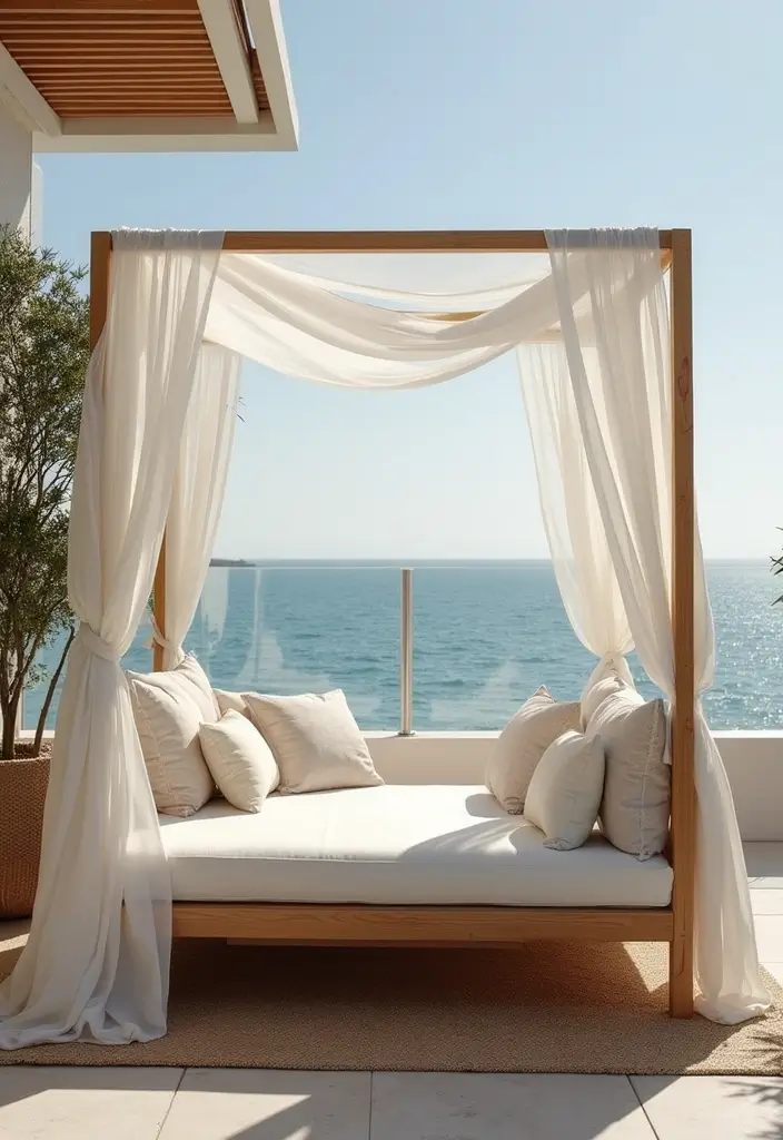28 Coastal Balcony Ideas That Bring the Ocean Vibes Home - 17. Outdoor Daybed