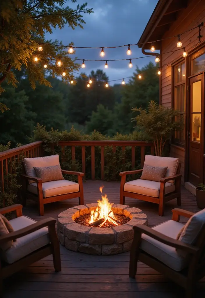 28 Coastal Balcony Ideas That Bring the Ocean Vibes Home - 25. Mini Fire Pit