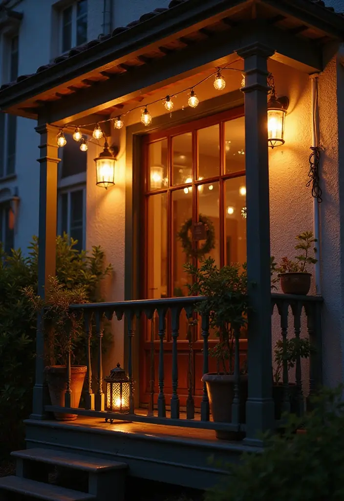 28 Coastal Balcony Ideas That Bring the Ocean Vibes Home - 5. Ambient Lighting