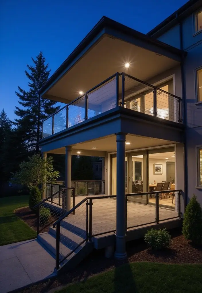 28 Modern Balcony Railing Designs That Look Sleek and Safe 19 28 Modern Balcony Railing Designs That Look Sleek and Safe - 19. Smart Railings with Integrated Lighting