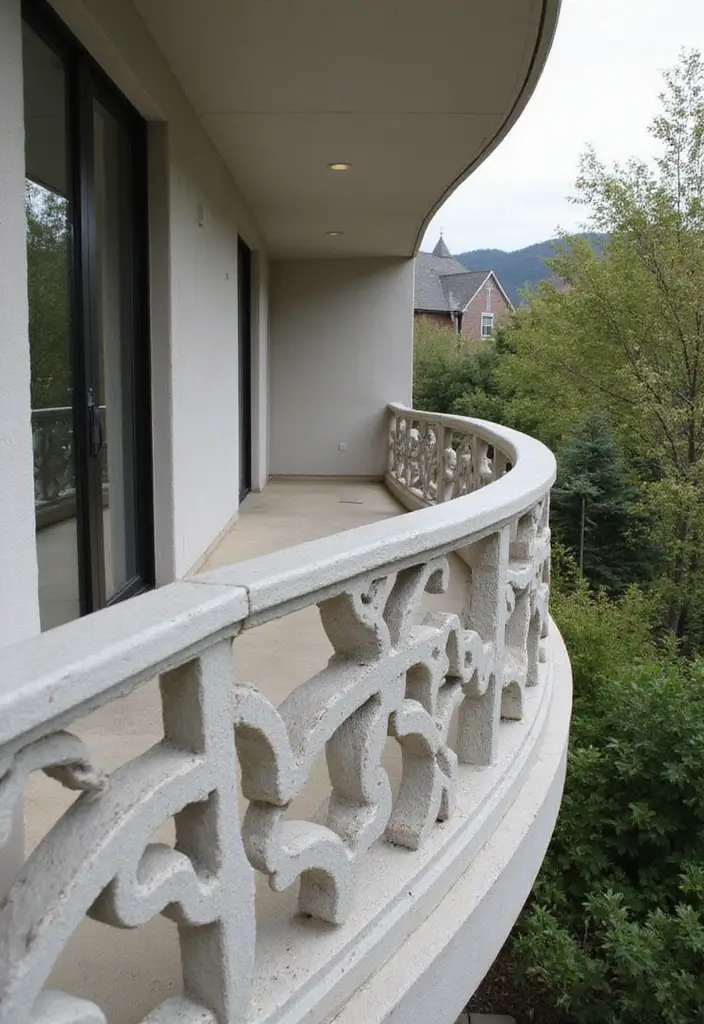 28 Modern Balcony Railing Designs That Look Sleek and Safe 21 28 Modern Balcony Railing Designs That Look Sleek and Safe - 21. Artistic Concrete Railings
