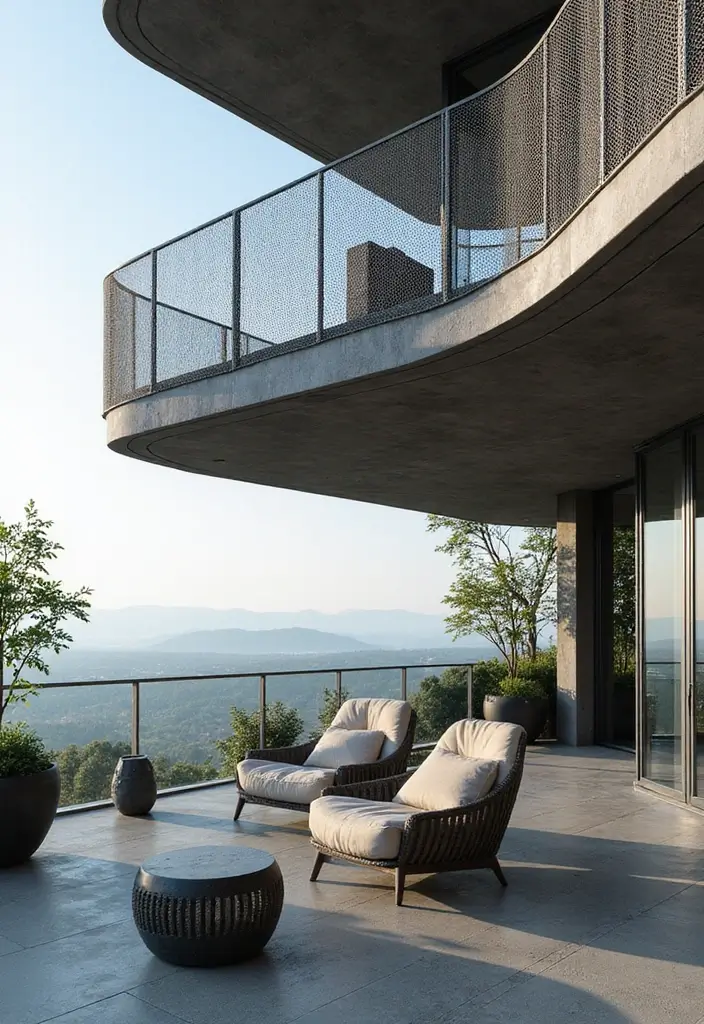 28 Modern Balcony Railing Designs That Look Sleek and Safe 24 28 Modern Balcony Railing Designs That Look Sleek and Safe - 24. Futuristic Mesh Railings