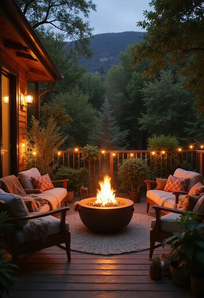 28 Old Balcony Makeover Ideas That Bring Back Life and Charm 13 28 Old Balcony Makeover Ideas That Bring Back Life and Charm - 13. Charming Fire Pit