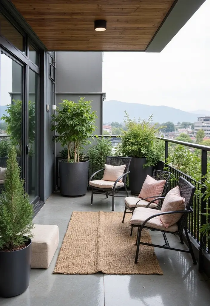28 Old Balcony Makeover Ideas That Bring Back Life and Charm 19 28 Old Balcony Makeover Ideas That Bring Back Life and Charm - 19. Minimalist Metal Accents