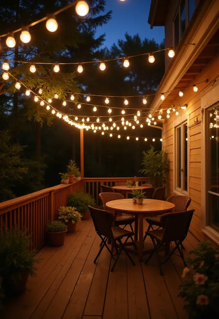 28 Old Balcony Makeover Ideas That Bring Back Life and Charm 26 28 Old Balcony Makeover Ideas That Bring Back Life and Charm - 26. Playful String Lights