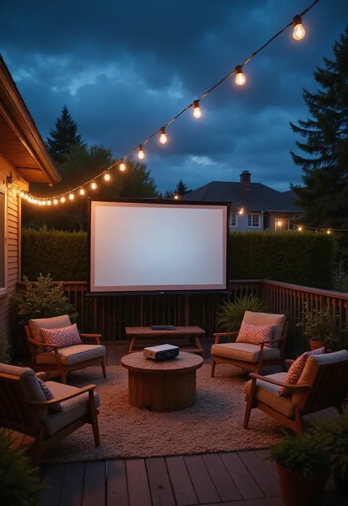 28 Room with Balcony Designs That Make Spaces Feel Bigger - 15. Outdoor Movie Night Setup