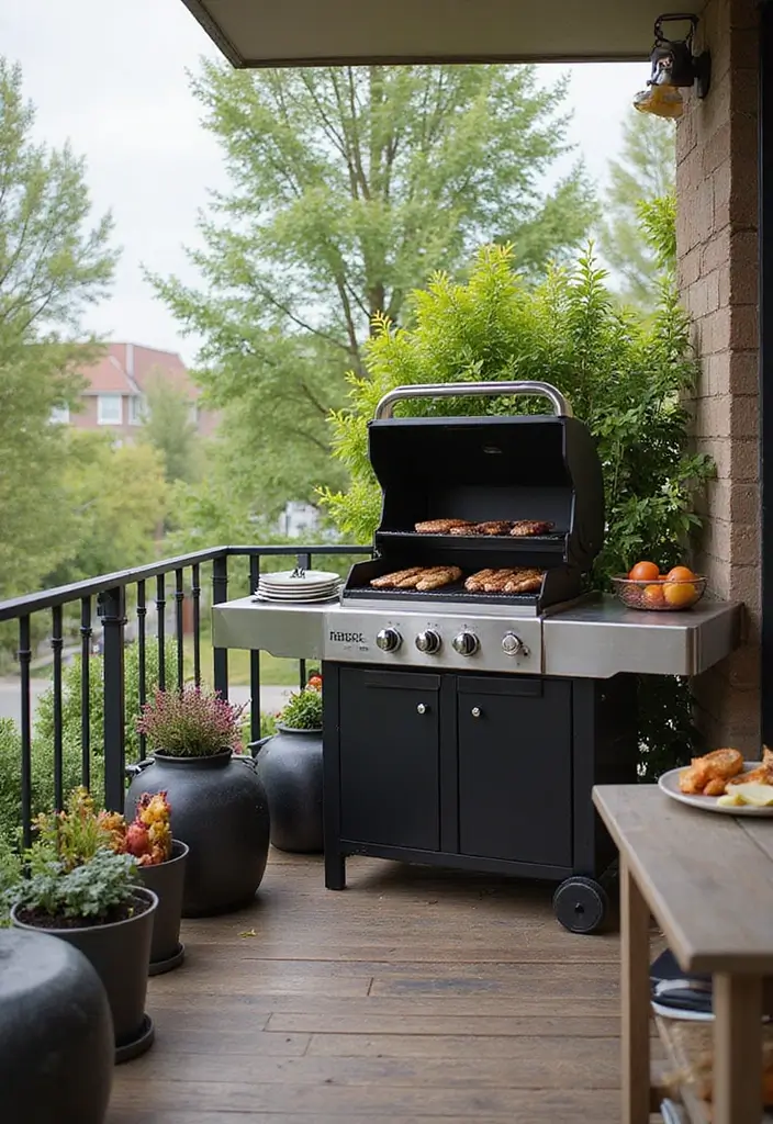 28 Room with Balcony Designs That Make Spaces Feel Bigger - 18. Barbecue Corner for Outdoor Feasts