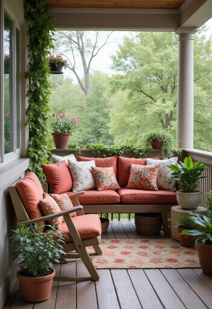 28 Room with Balcony Designs That Make Spaces Feel Bigger - 19. Seasonal Decor for Year-Round Charm