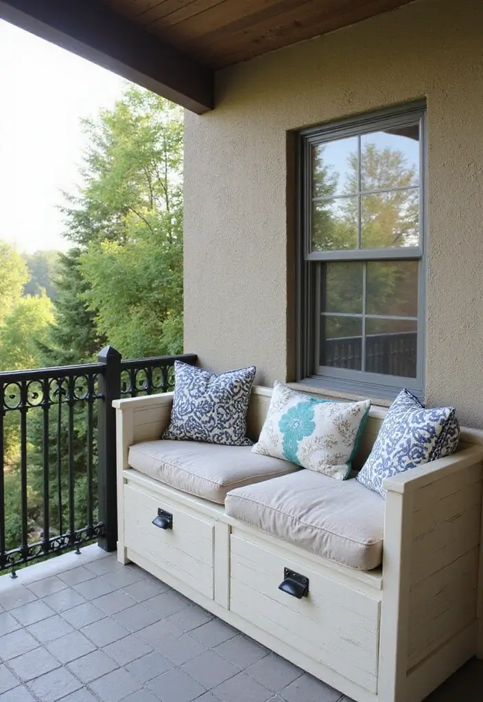 28 Room with Balcony Designs That Make Spaces Feel Bigger - 20. Outdoor Storage Solutions