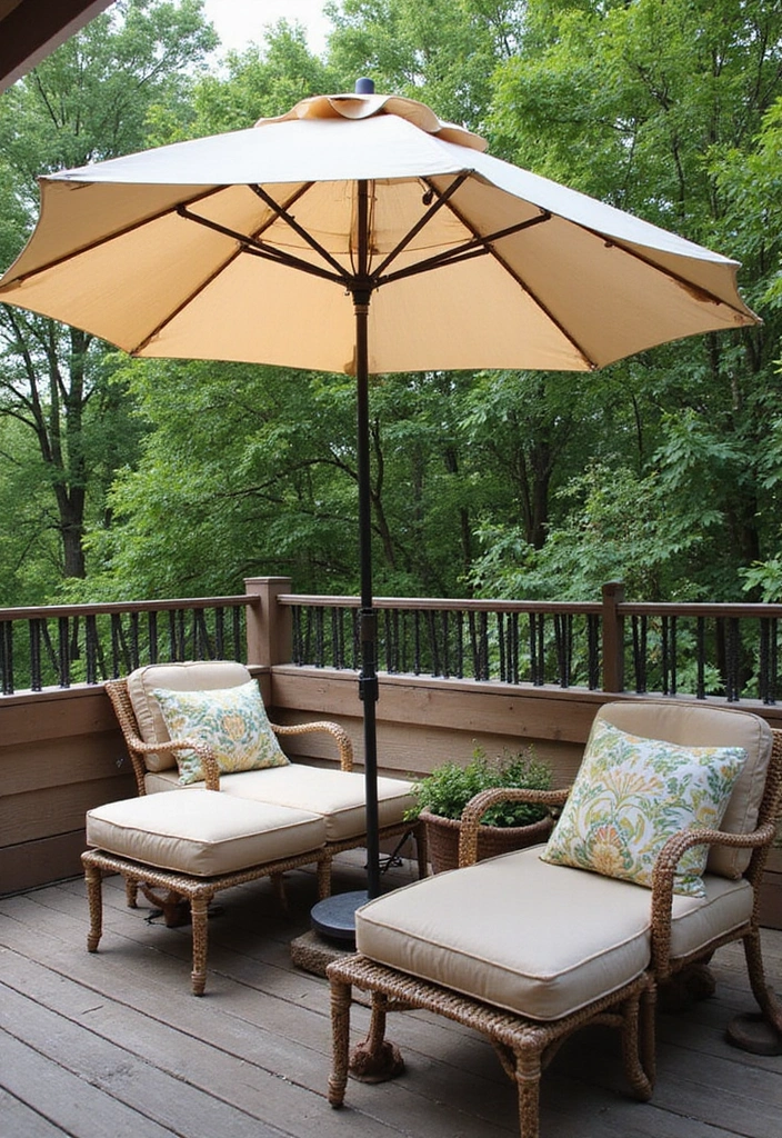 28 Room with Balcony Designs That Make Spaces Feel Bigger - 24. Stylish Umbrella for Shade