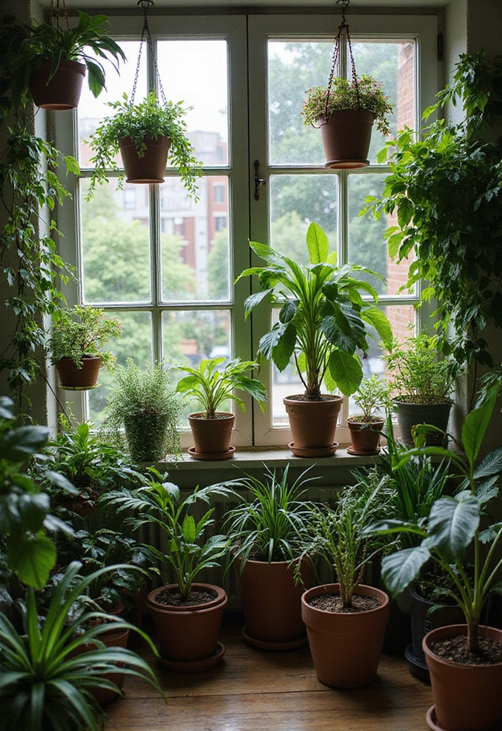 28 Room with Balcony Designs That Make Spaces Feel Bigger - 25. Urban Jungle Feel with Greenery
