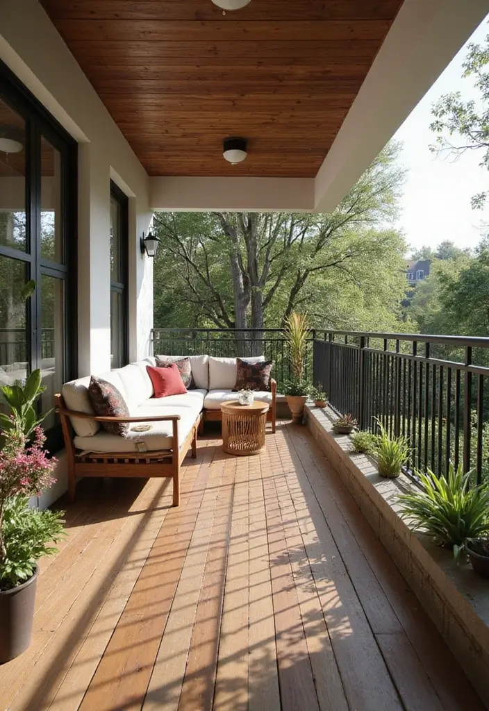 29 Balcony Floor Design Inspirations Guests Will Notice - 11. Elegant Wood Composite