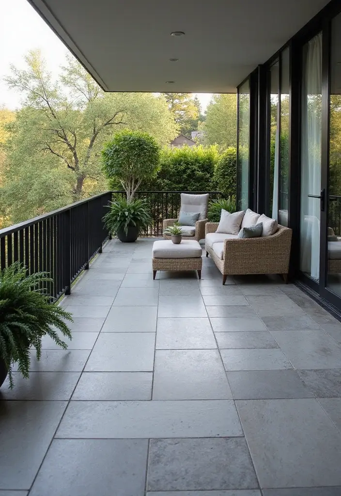 29 Balcony Floor Design Inspirations Guests Will Notice - 20. Stylish Composite Tiles