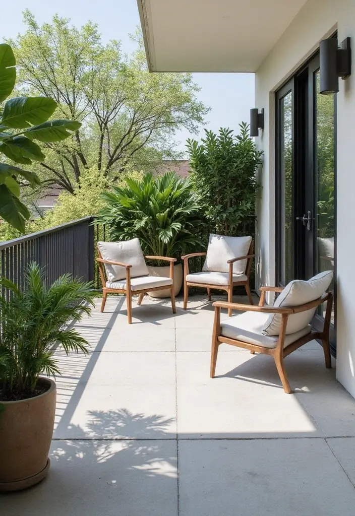 29 Balcony Floor Design Inspirations Guests Will Notice - 26. Minimalist Concrete Slabs