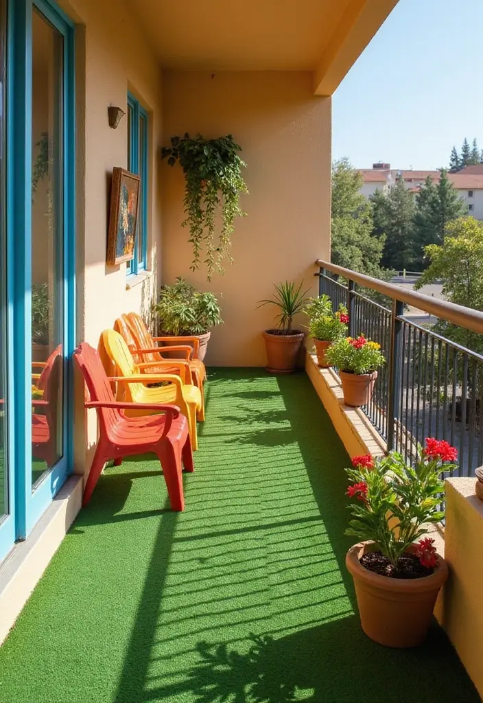 29 Balcony Floor Design Inspirations Guests Will Notice - 3. Faux Grass Flooring