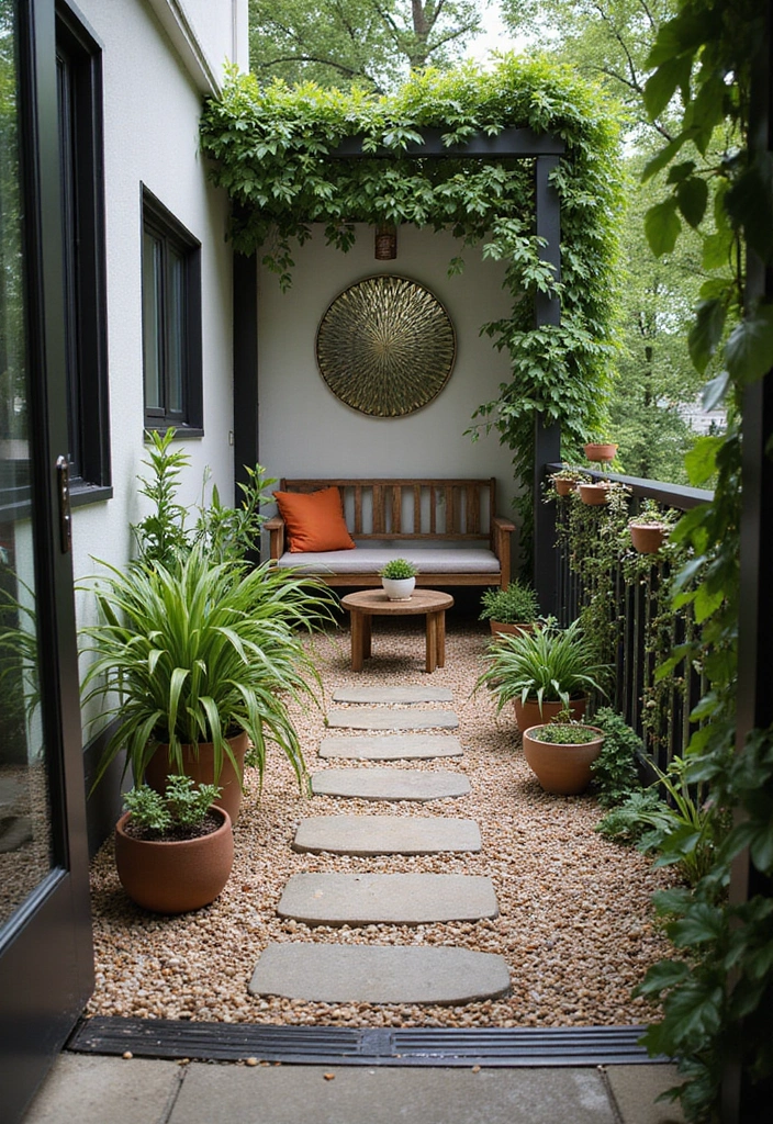 29 Balcony Floor Design Inspirations Guests Will Notice - 5. Pebble Pathway
