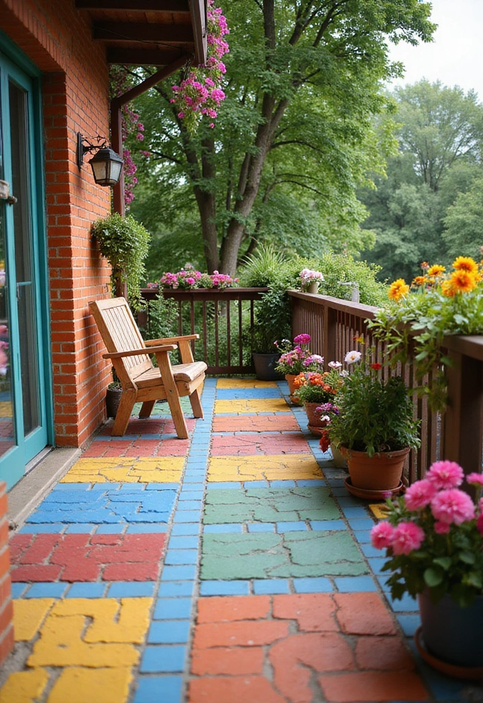 29 Balcony Floor Design Inspirations Guests Will Notice - 9. Colorful Pavers