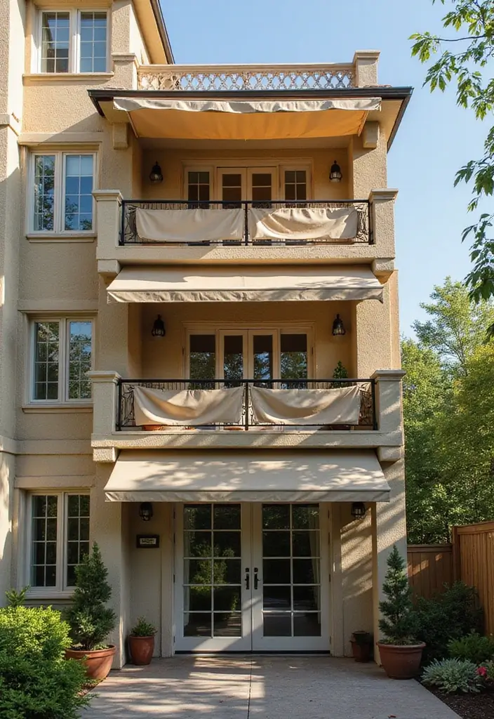 29 Balcony Shade Solutions That Keep You Cool and Cozy 20 29 Balcony Shade Solutions That Keep You Cool and Cozy - 20. Multi-Layered Shade Solutions for Versatility