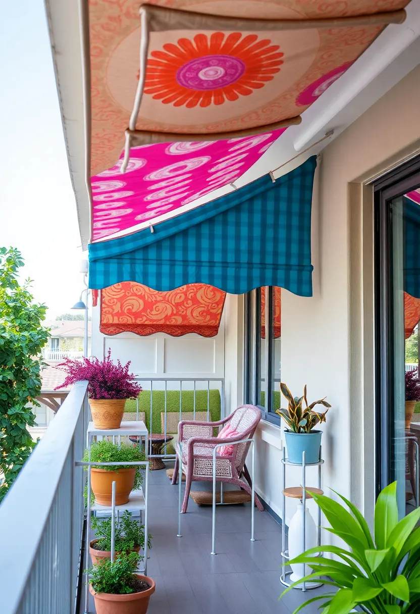 29 Balcony Shade Solutions That Keep You Cool and Cozy 28 29 Balcony Shade Solutions That Keep You Cool and Cozy - 28. Artistic Shade Designs for Unique Expression
