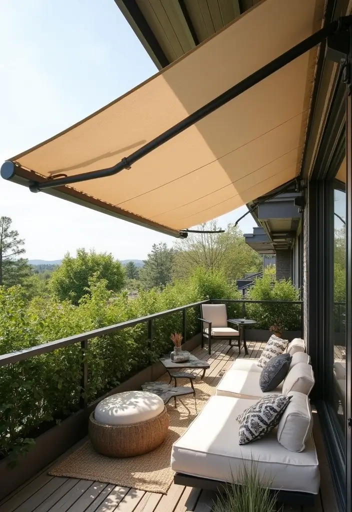29 Balcony Shade Solutions That Keep You Cool and Cozy 7 29 Balcony Shade Solutions That Keep You Cool and Cozy - 7. Retractable Sun Shades for Ultimate Control