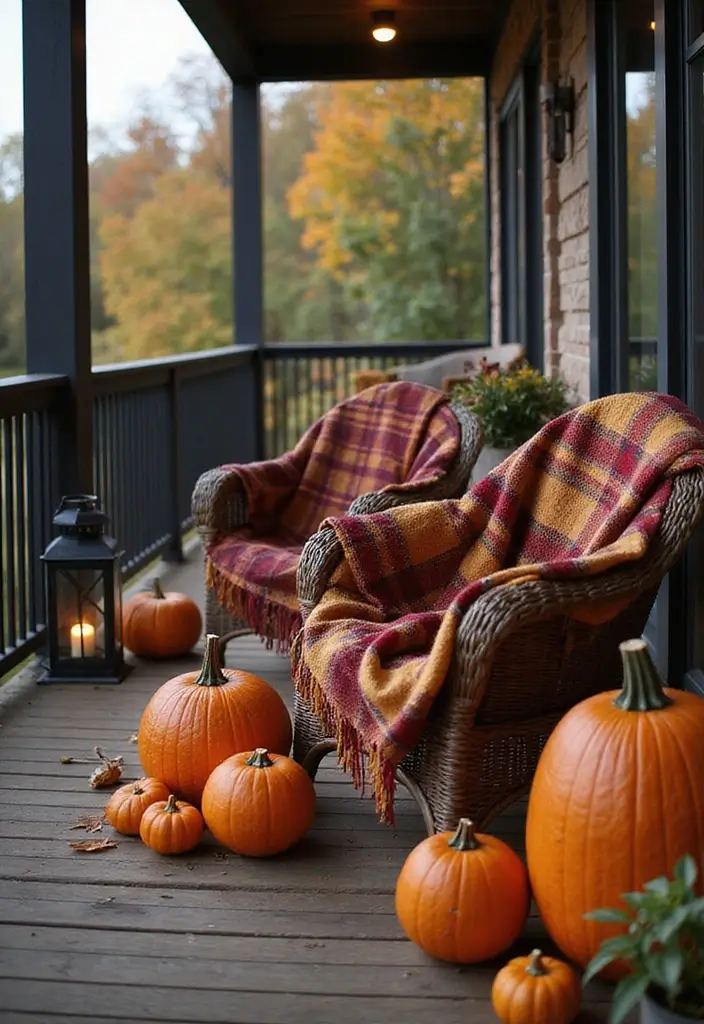 29 Master Bedrooms with Balcony Inspirations That Look Dreamy - 1. Cozy Pumpkin Patch Vibes