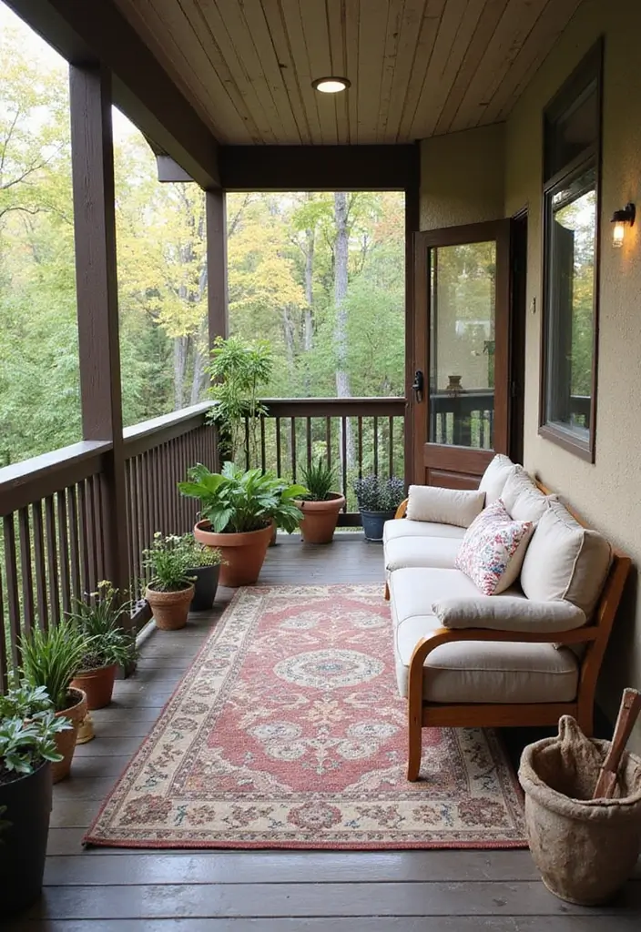29 Master Bedrooms with Balcony Inspirations That Look Dreamy - 15. Comfortable Outdoor Rugs