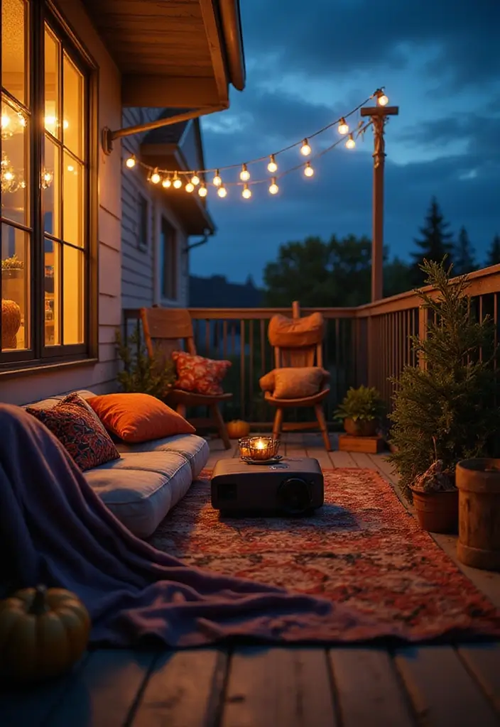 29 Master Bedrooms with Balcony Inspirations That Look Dreamy - 6. Halloween Movie Night Setup
