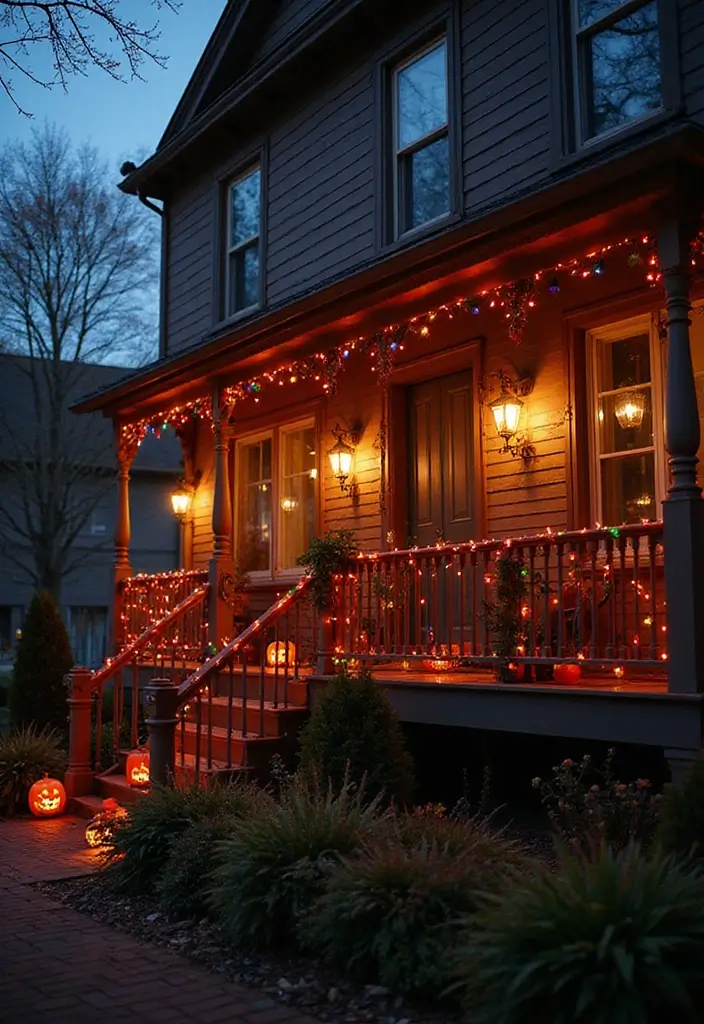 29 Master Bedrooms with Balcony Inspirations That Look Dreamy - 7. Colorful Halloween Lights