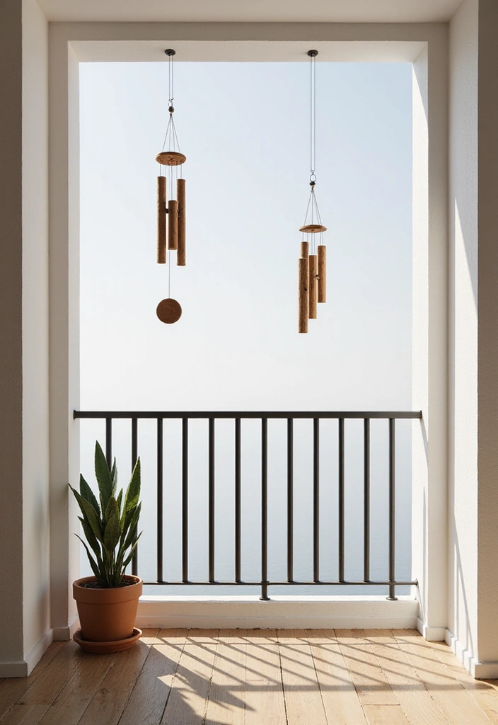 29 Minimalist Balcony Inspirations That Feel Calm and Modern 14 29 Minimalist Balcony Inspirations That Feel Calm and Modern - 14. Minimalist Wind Chimes