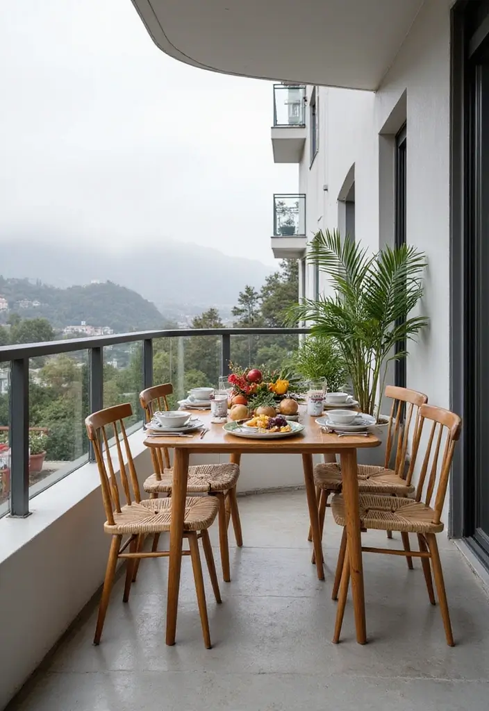 29 Minimalist Balcony Inspirations That Feel Calm and Modern 15 29 Minimalist Balcony Inspirations That Feel Calm and Modern - 15. Elevated Dining Experiences