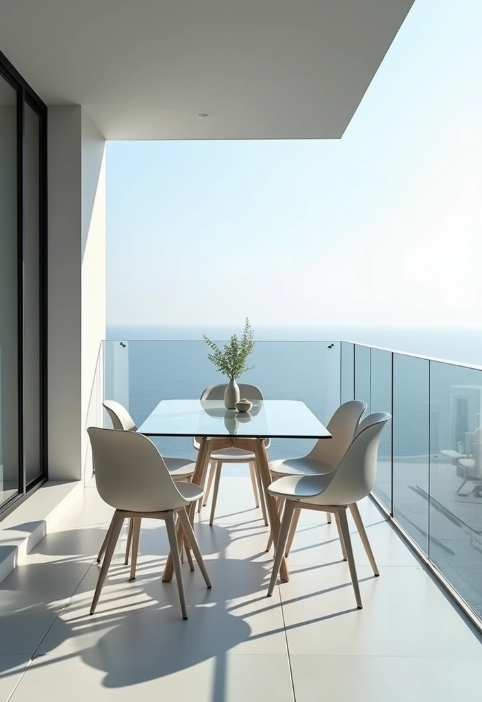 29 Minimalist Balcony Inspirations That Feel Calm and Modern 20 29 Minimalist Balcony Inspirations That Feel Calm and Modern - 20. Clear Glass Tables