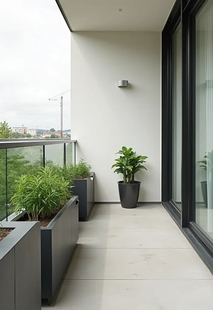 29 Minimalist Balcony Inspirations That Feel Calm and Modern 23 29 Minimalist Balcony Inspirations That Feel Calm and Modern - 23. Modern Planters