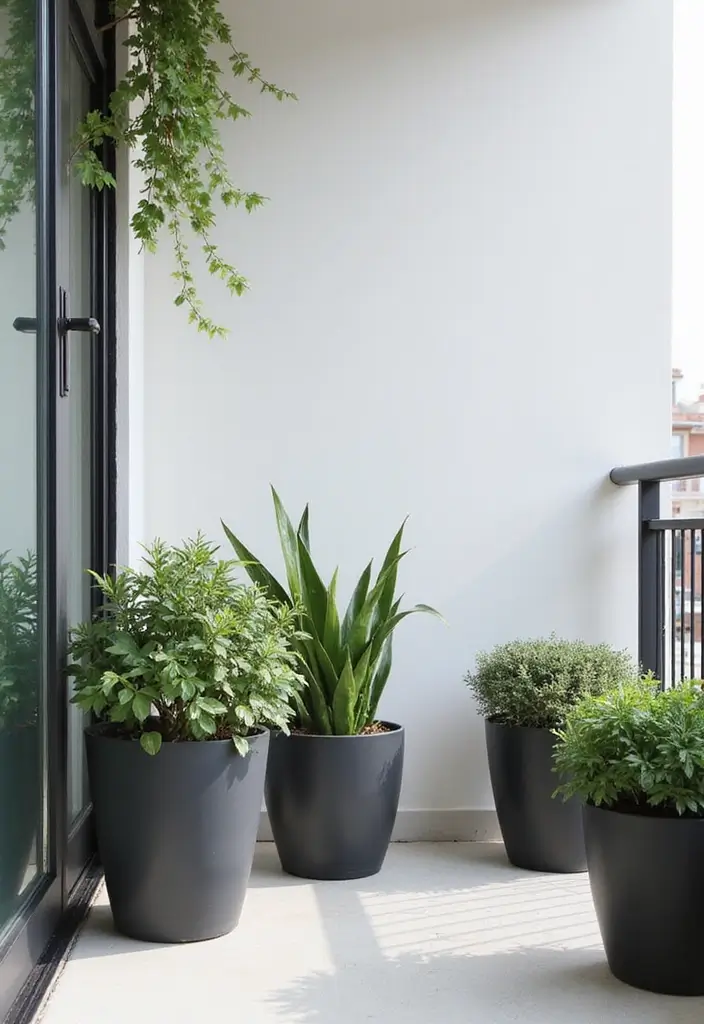 29 Minimalist Balcony Inspirations That Feel Calm and Modern 3 29 Minimalist Balcony Inspirations That Feel Calm and Modern - 3. Potted Plants for Natural Beauty