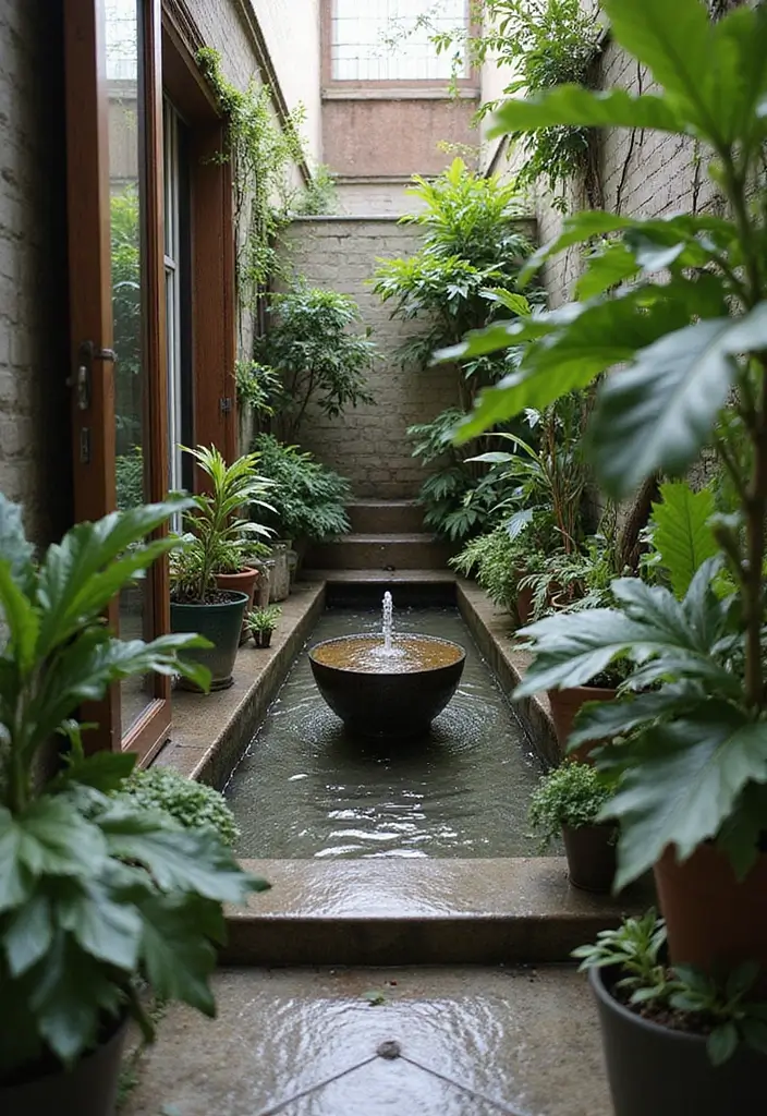 29 Narrow Balcony Design Tips That Make the Space Functional - 12. Miniature Water Feature