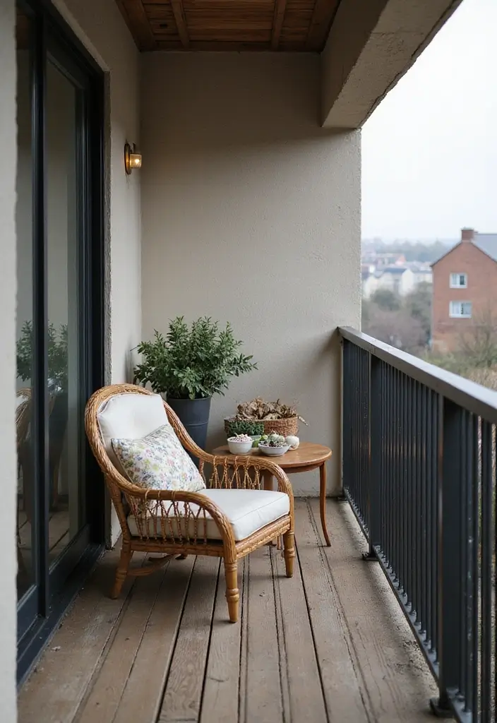 29 Narrow Balcony Design Tips That Make the Space Functional - 20. Create a Cozy Nook