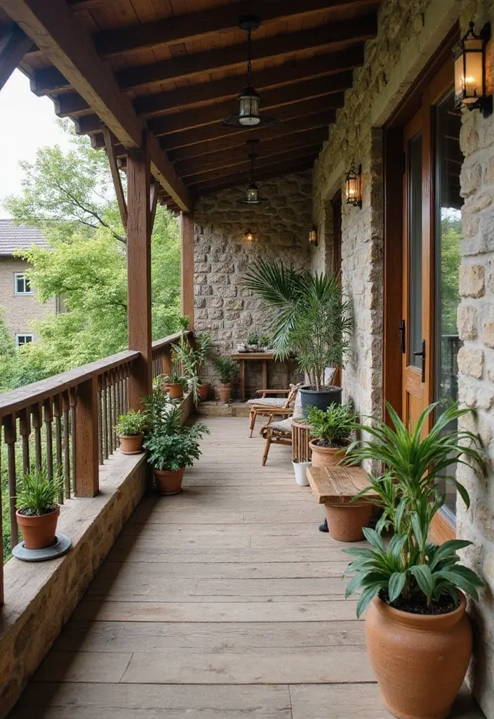 29 Narrow Balcony Design Tips That Make the Space Functional - 22. Explore Natural Materials