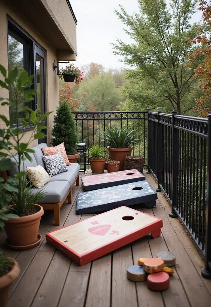29 Narrow Balcony Design Tips That Make the Space Functional - 25. Outdoor Games