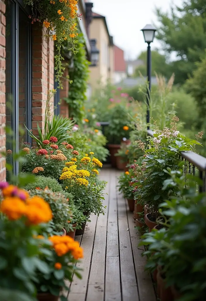 29 Narrow Balcony Design Tips That Make the Space Functional - 27. Seasonal Planting Strategies