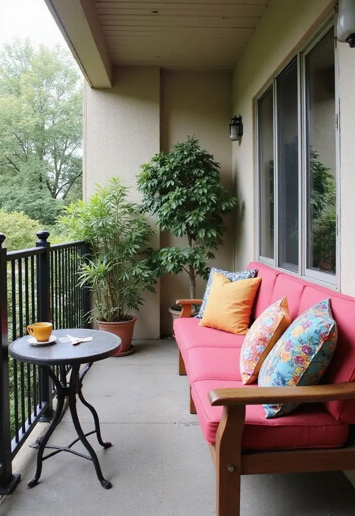 29 Narrow Balcony Design Tips That Make the Space Functional - 4. Cozy Seating Arrangements