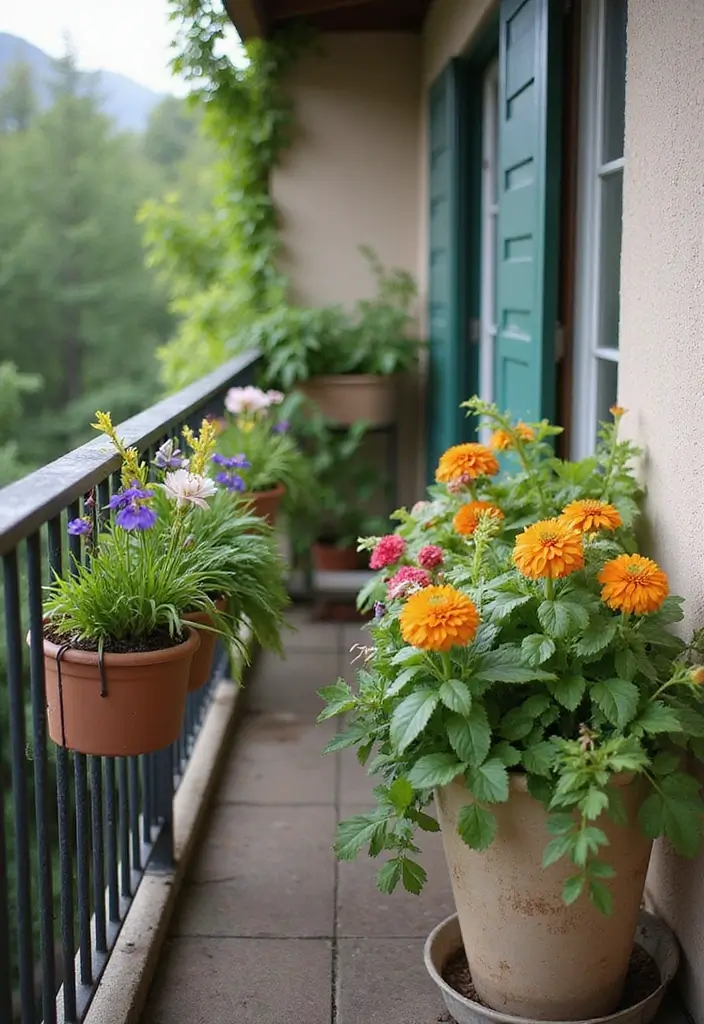 29 Narrow Balcony Design Tips That Make the Space Functional - 5. Railing Planters