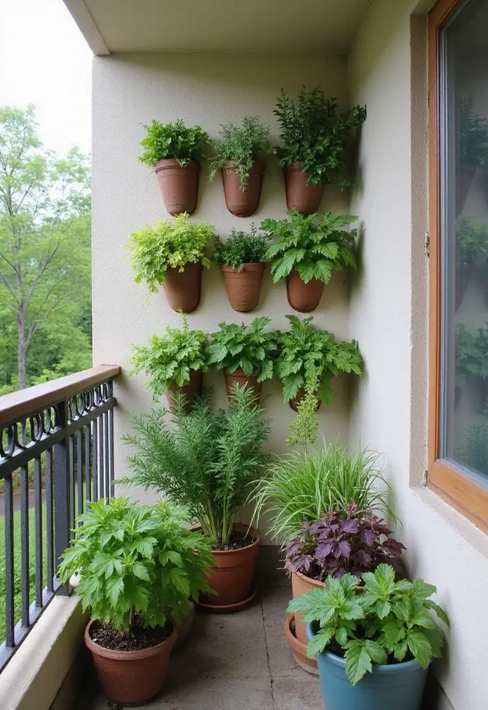 29 Narrow Balcony Design Tips That Make the Space Functional - 9. Vertical Herb Garden