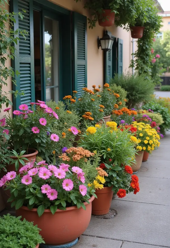 29 Stunning Designs for Balcony That Boost Home Value - 15. Colorful Planters for a Pop of Color