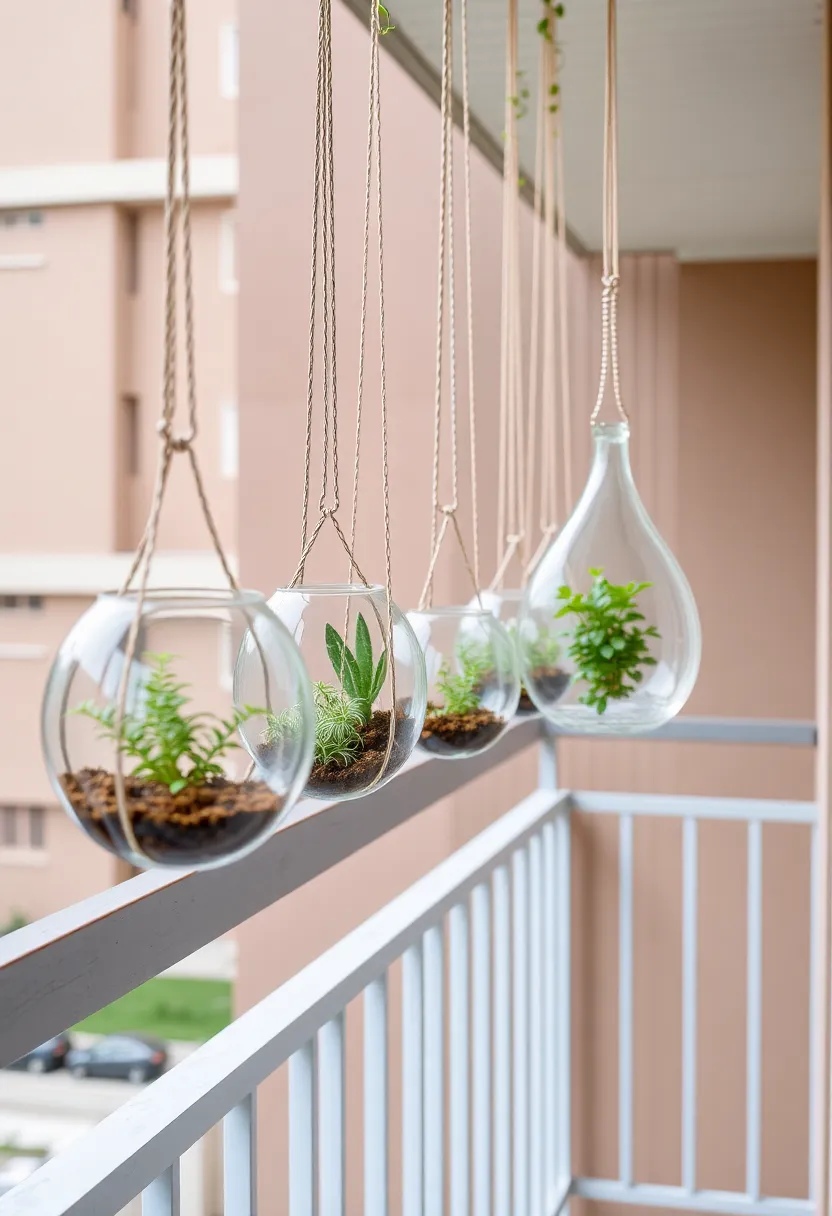 29 Stunning Designs for Balcony That Boost Home Value - 20. Hanging Terrariums