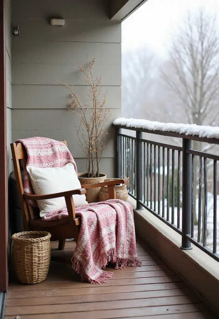 29 Winter Balcony Decor Ideas That Keep It Warm and Magical 10 29 Winter Balcony Decor Ideas That Keep It Warm and Magical - 10. Decorative Throws