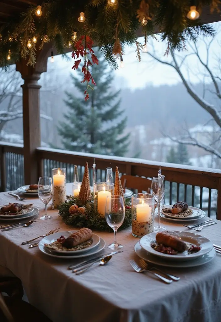 29 Winter Balcony Decor Ideas That Keep It Warm and Magical 17 29 Winter Balcony Decor Ideas That Keep It Warm and Magical - 17. Seasonal Table Settings