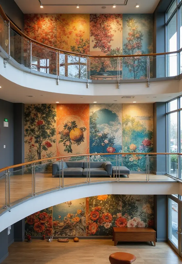30 Balcony Inside House Designs That Feel Unique and Modern 19 30 Balcony Inside House Designs That Feel Unique and Modern - 19. Wall Art as Decorative Dividers