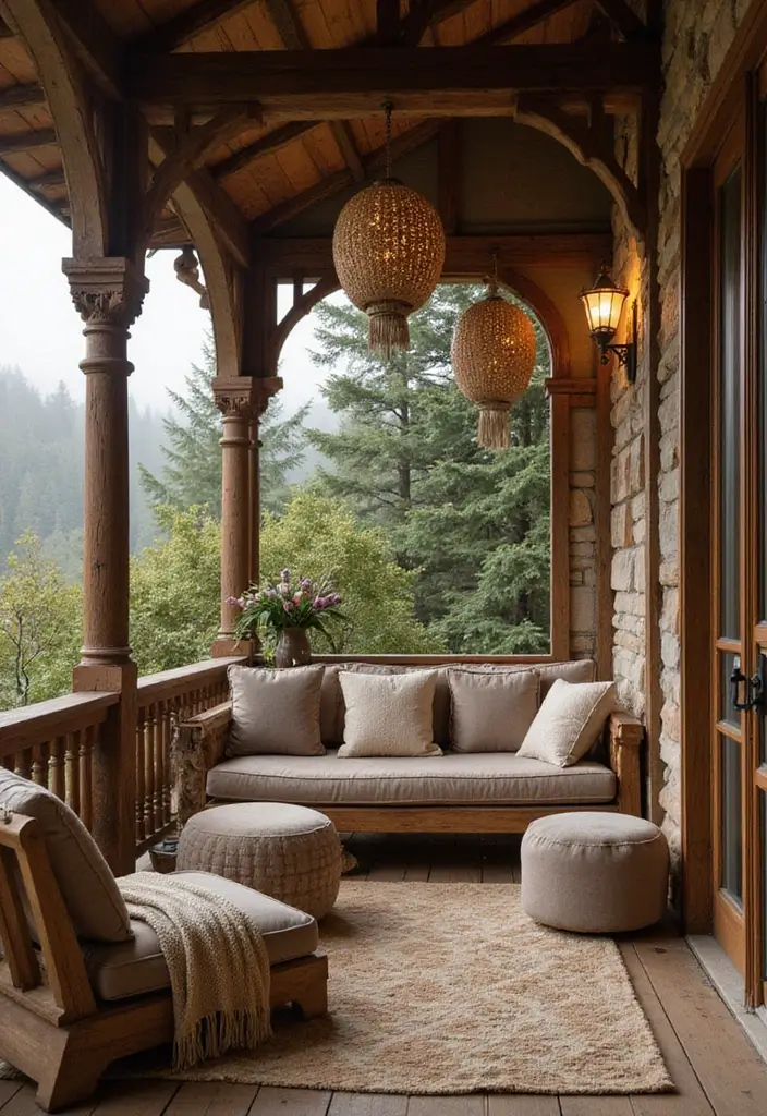 30 Balcony Inside House Designs That Feel Unique and Modern 3 30 Balcony Inside House Designs That Feel Unique and Modern - 3. Rustic Wooden Dividers for a Cozy Vibe